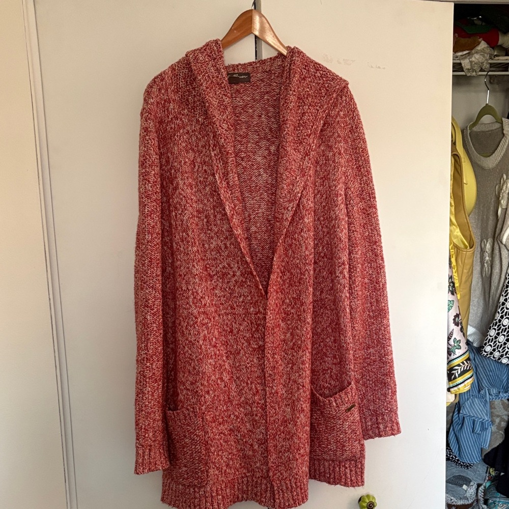 Eddie Bauer Women's Hooded Open-Front Cardigan - Red Heathered